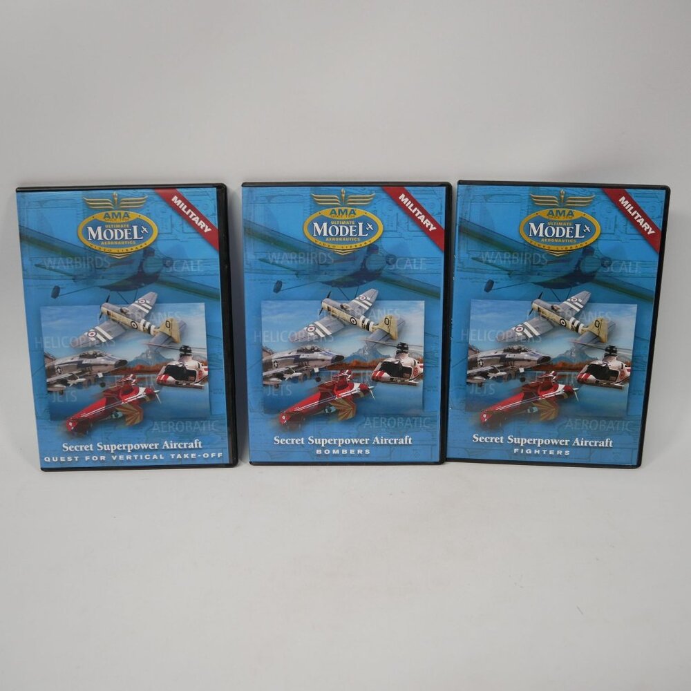 AMA  Radio Control Secret Superpower Aircraft Military DVDs Set Of 3 - TESTED